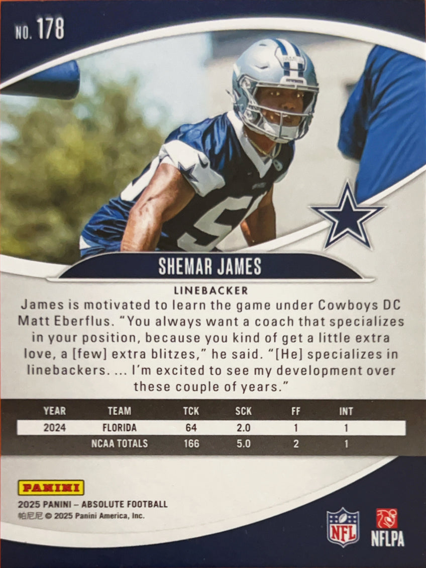 2025 Panini Absolute Football Shemar James #178 RC