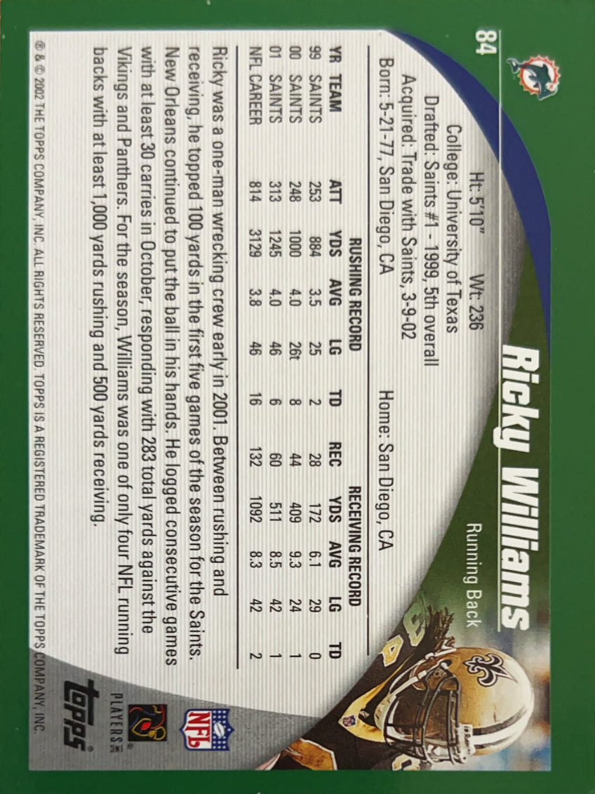 2002 Topps Ricky Williams #84