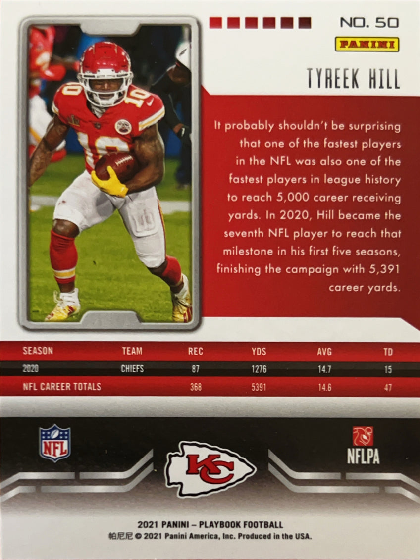 2021 Panini Playbook Tyreek Hill #50 Red Mosaic Prizm