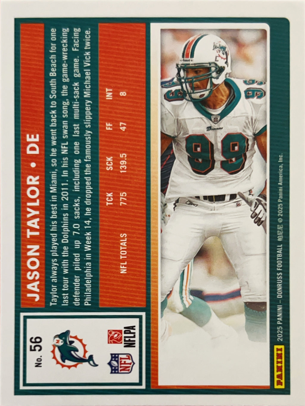 2025 Panini Donruss Football Jason Taylor #56 Red Press Proof Press Proof