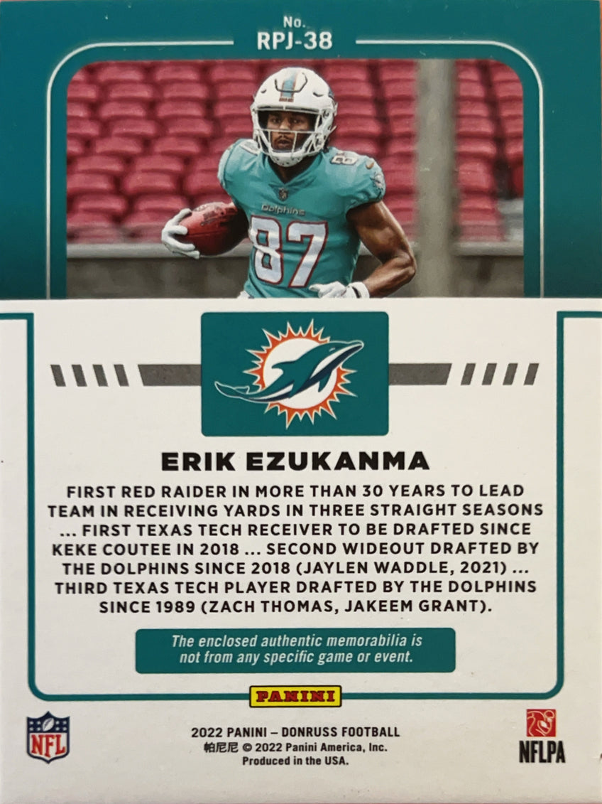 2022 Panini Donruss Rookie Phenom Erik Ezukanma #RPJ-38 Authentic Memorabilia