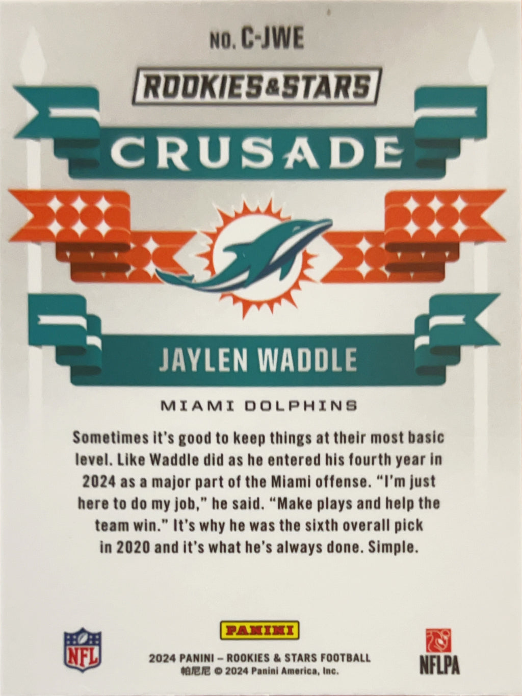 2024 Panini Rookies & Stars Crusade Jaylen Waddle #C-JWE Red Prizm