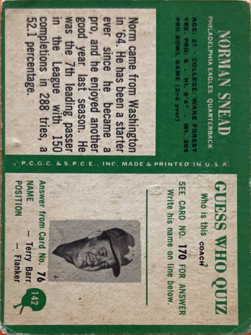 1966 Philadelphia Norman Snead #142