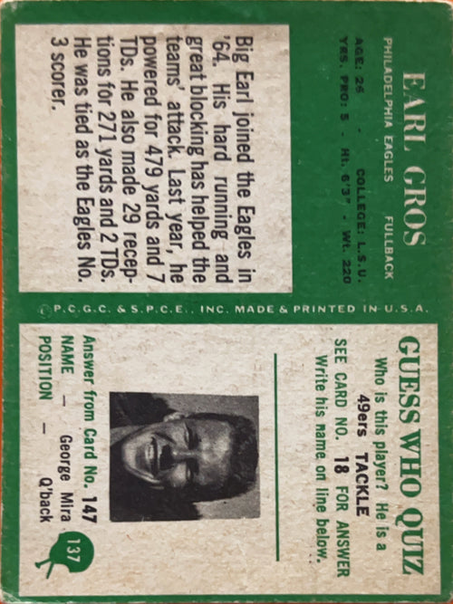 1966 Philadelphia Earl Gros #137