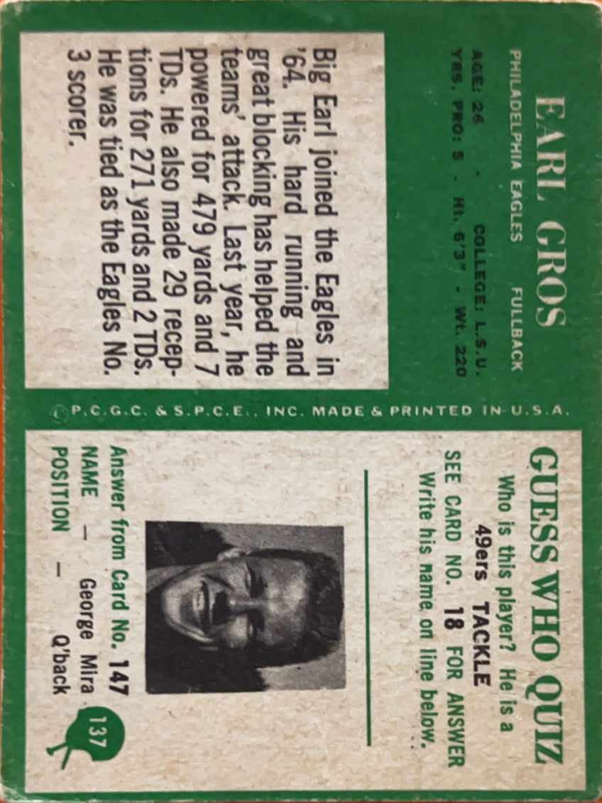 1966 Philadelphia Earl Gros #137