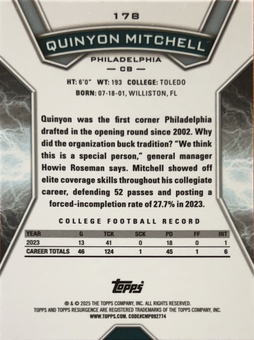 2025 Topps Resurgence Quinyon Mitchell #178 Surge Refractor /399 RC
