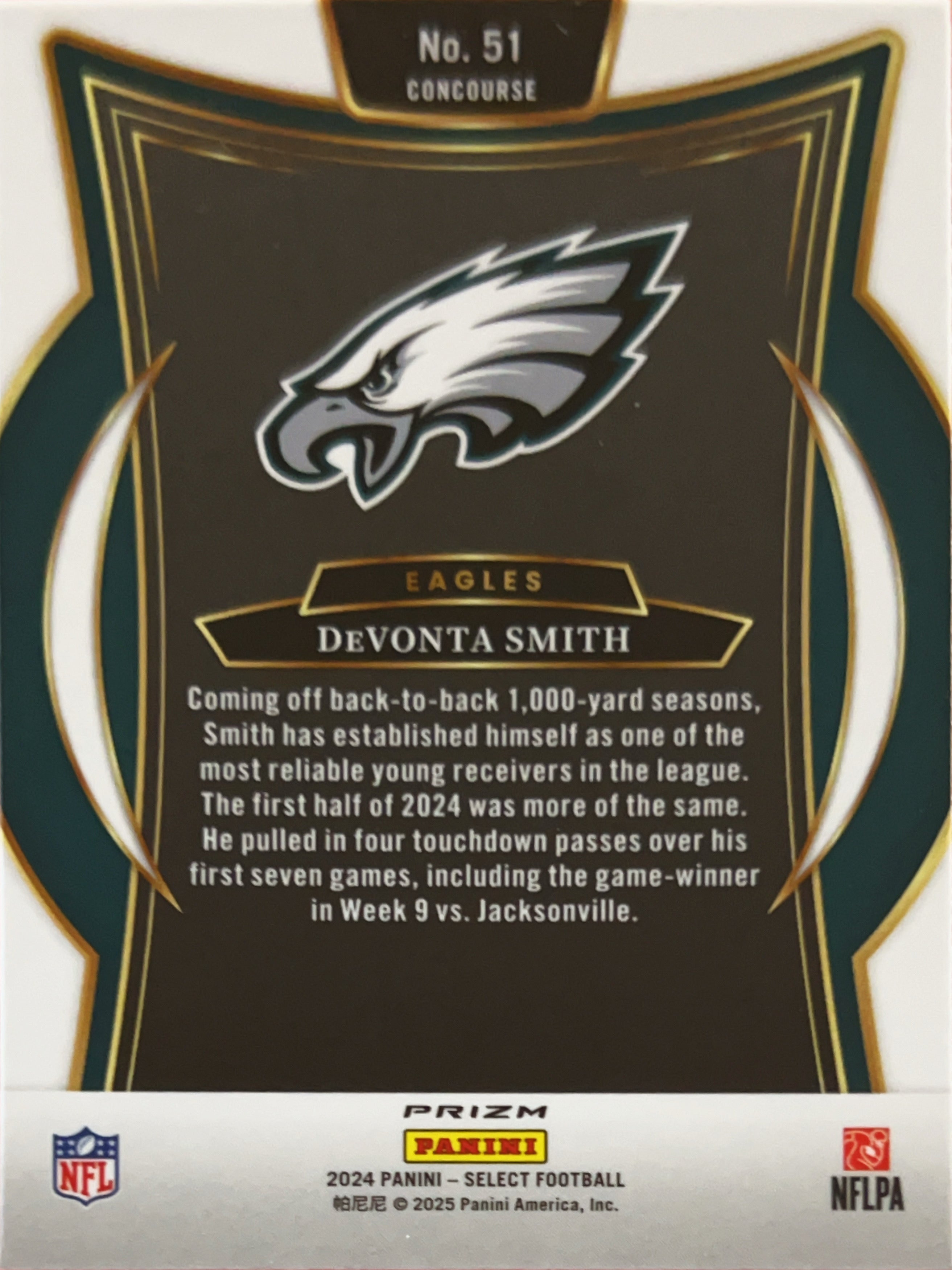 2025 Panini Select Concourse Prizm DeVonta Smith #51 Red Blue Shock