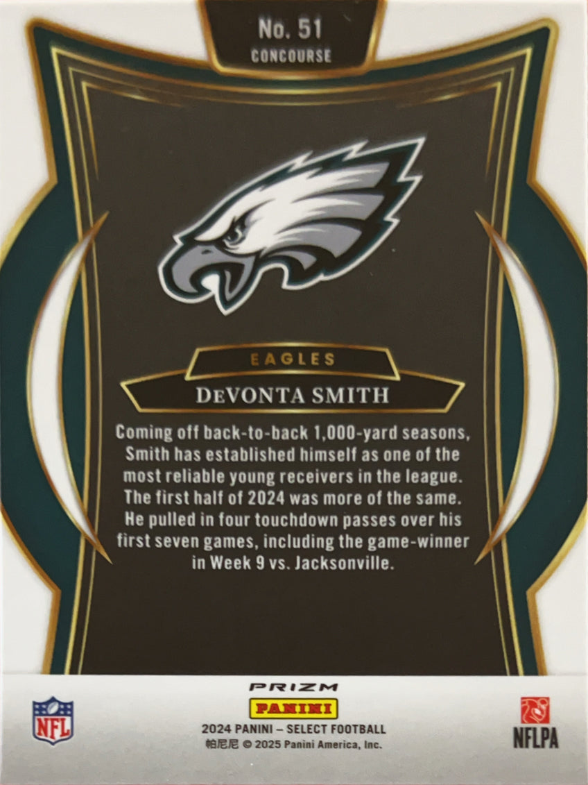 2025 Panini Select Concourse Prizm DeVonta Smith #51 Red Blue Shock