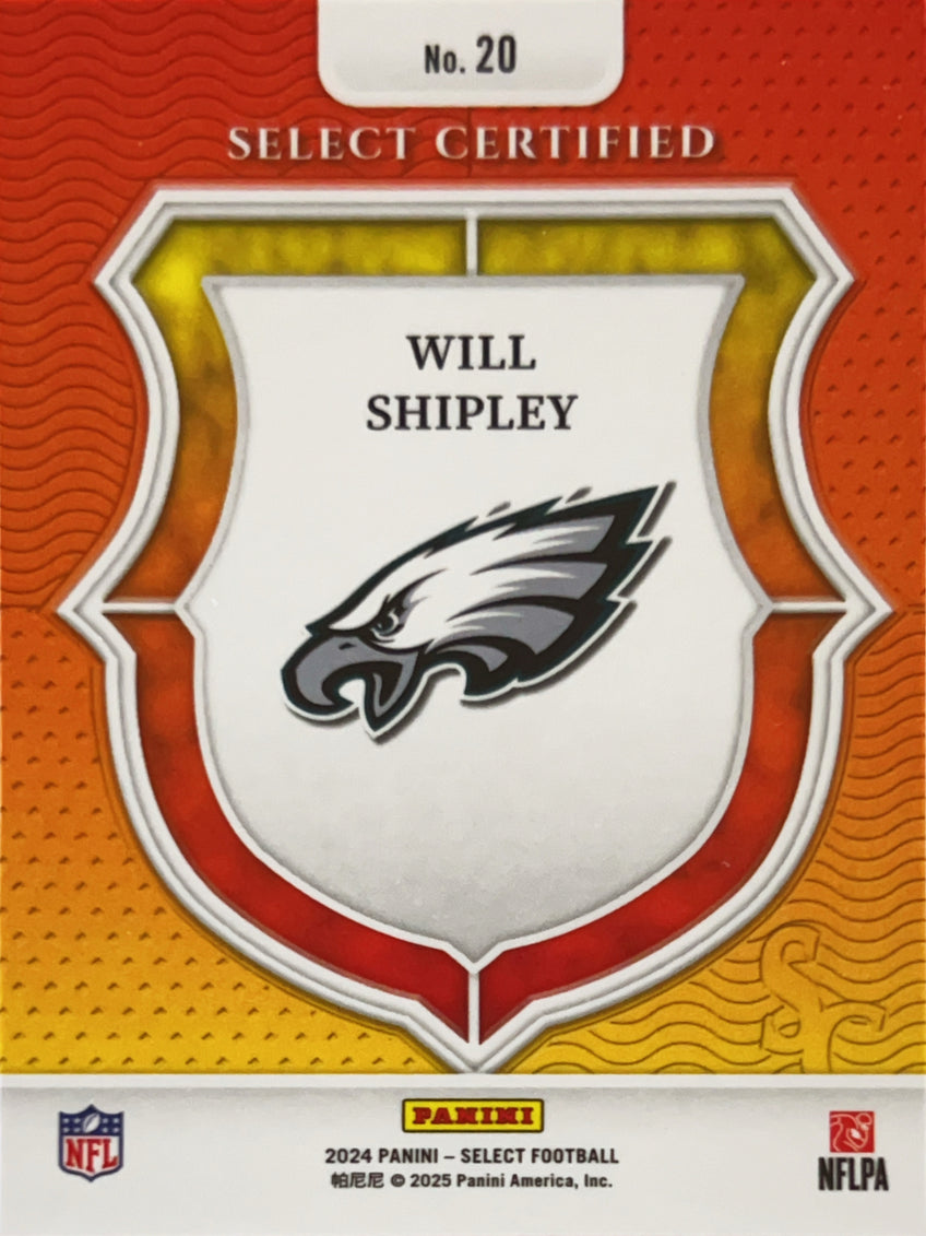 2025 Panini Select Football Select Certified Will Shipley #20 RC