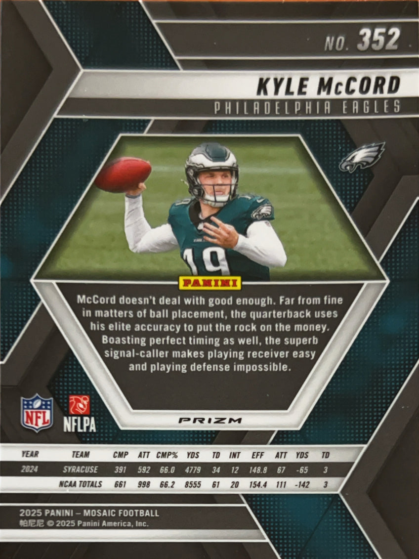 2025 Panini Mosaic Football Kyle McCord #352 RC