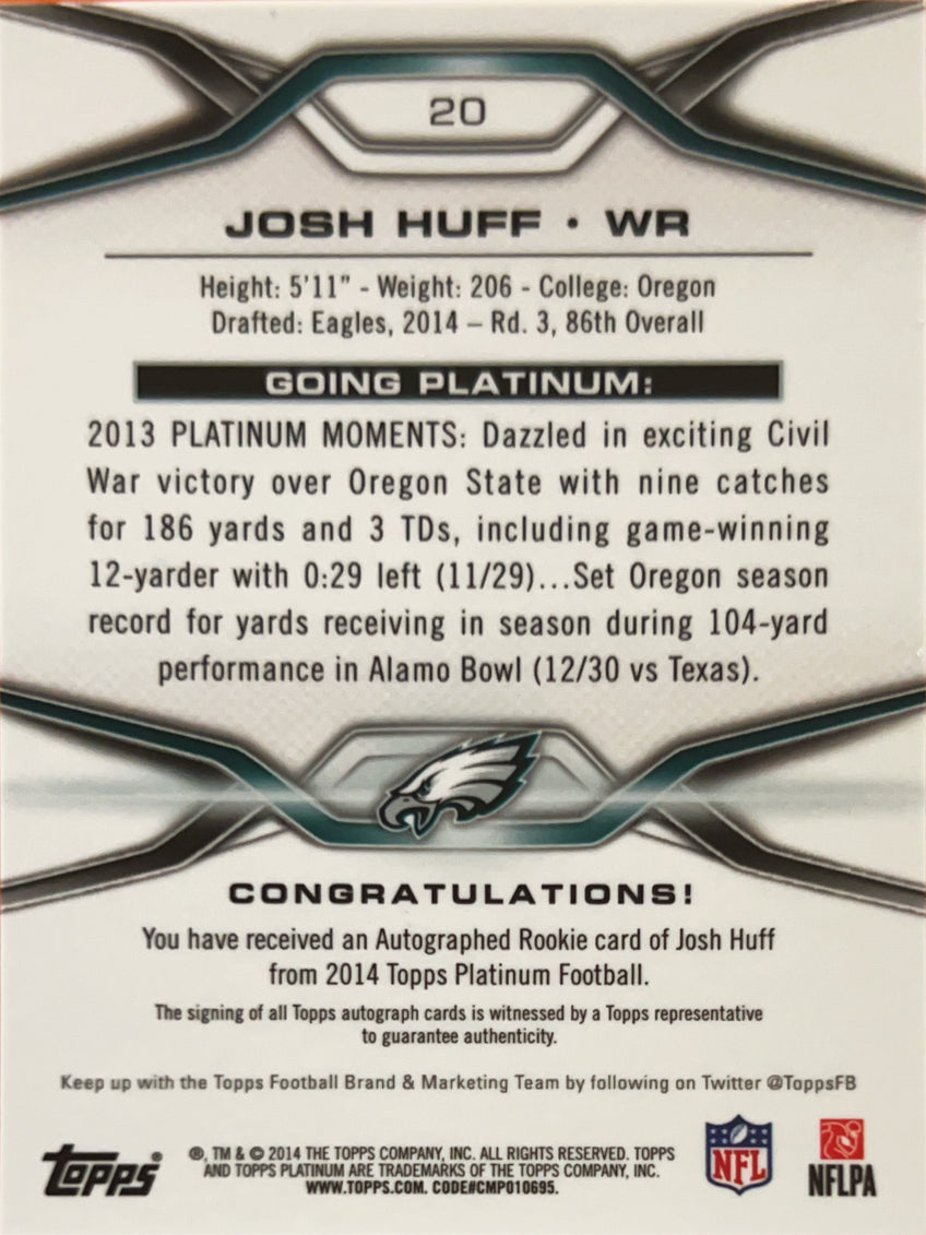 2014 Topps Platinum Josh Huff #20 RC Auto