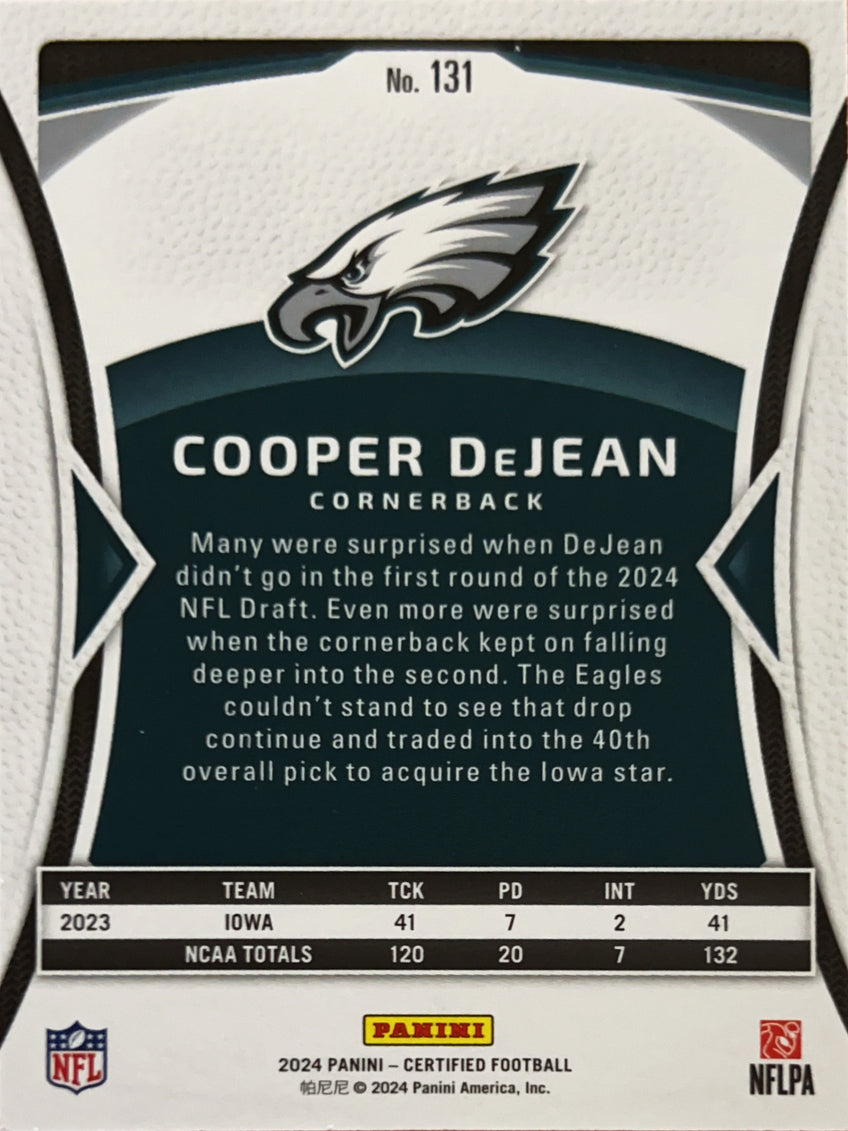 2024 Panini Certified Cooper DeJean #131 White /400 RC