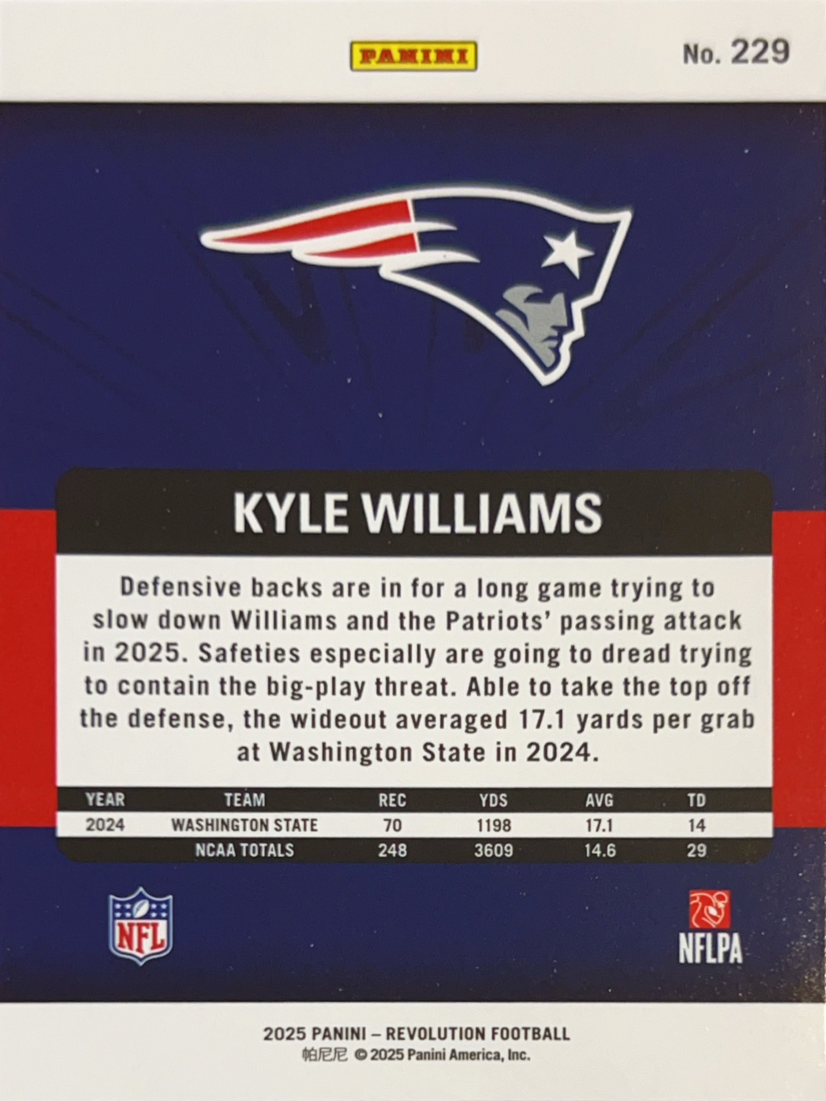 2025 Panini Revolution Kyle Williams #229 Sunburst RC
