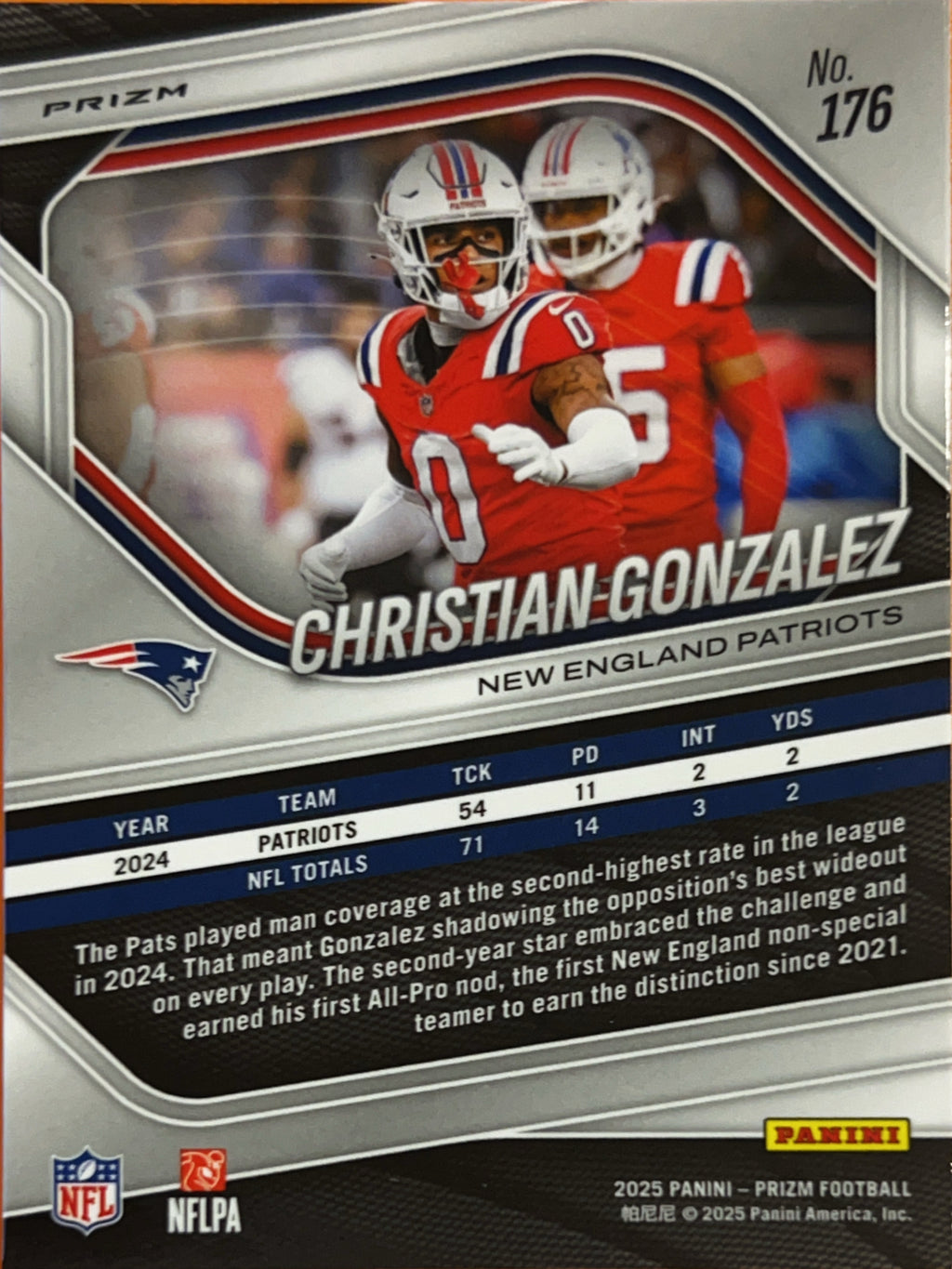 2025 Panini Prizm Christian Gonzalez #176 White Disco