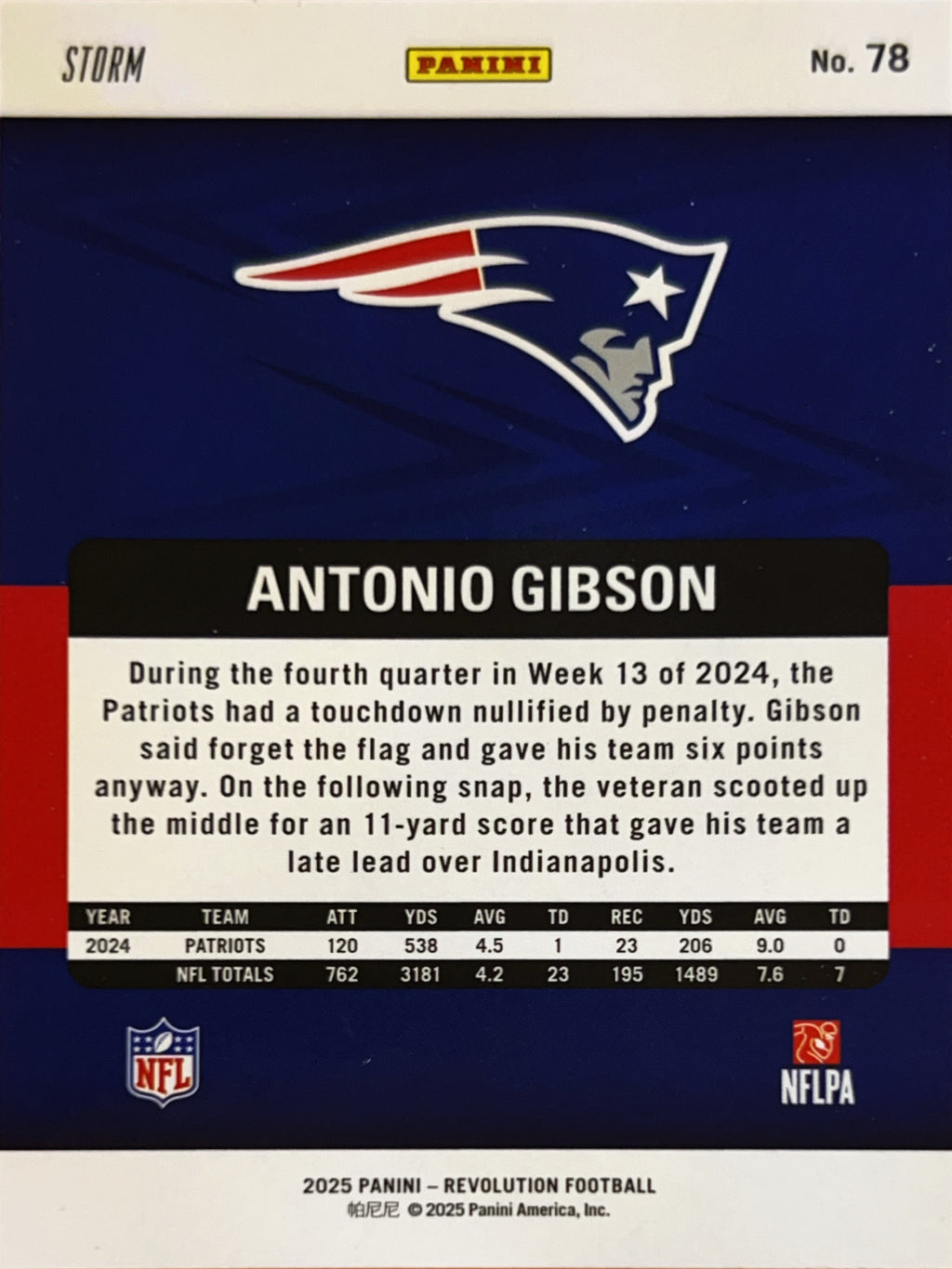 2025 Panini Revolution Football Antonio Gibson #78 Storm