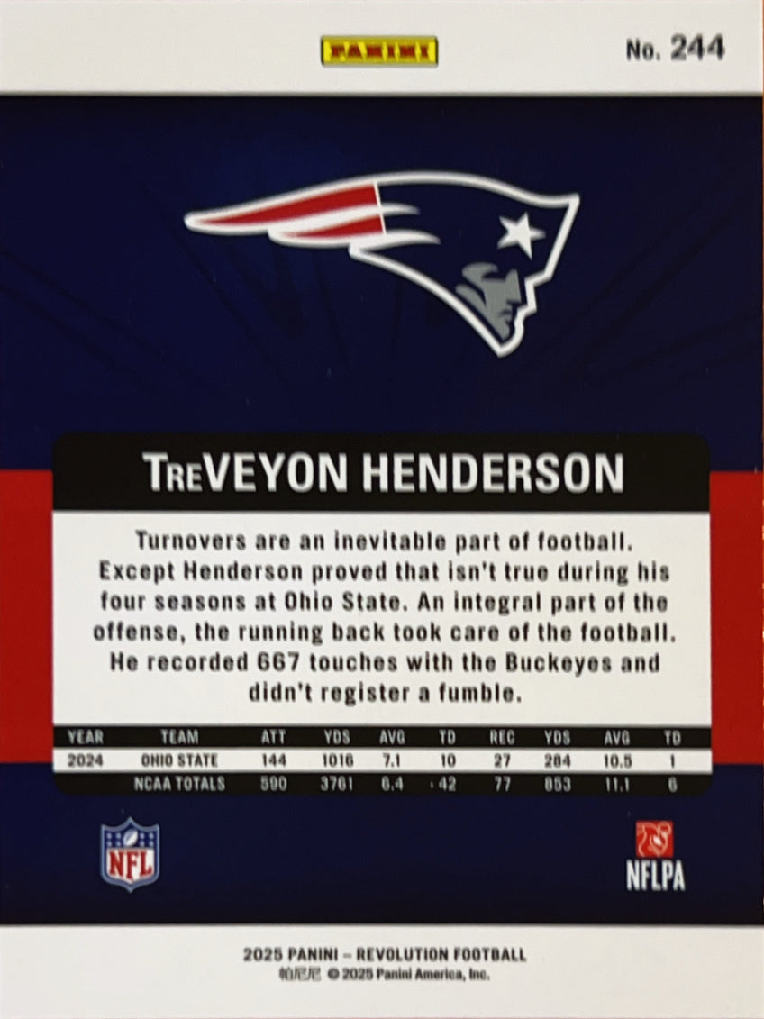 2025 Panini Revolution Football TreVeyon Henderson #244 Sunburst RC