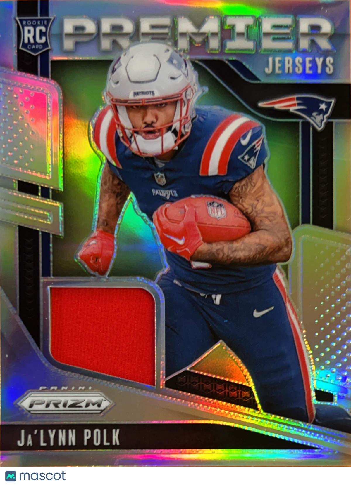 2024 Panini Prizm Premier Jerseys Ja'Lynn Polk #PJ-JPK Silver Jersey Patch RC