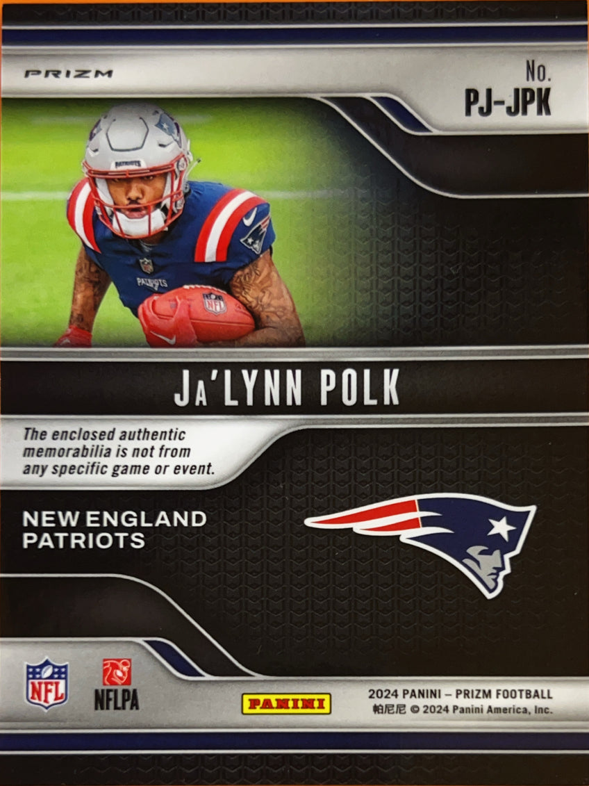 2024 Panini Prizm Premier Jerseys Ja'Lynn Polk #PJ-JPK Silver Jersey Patch RC