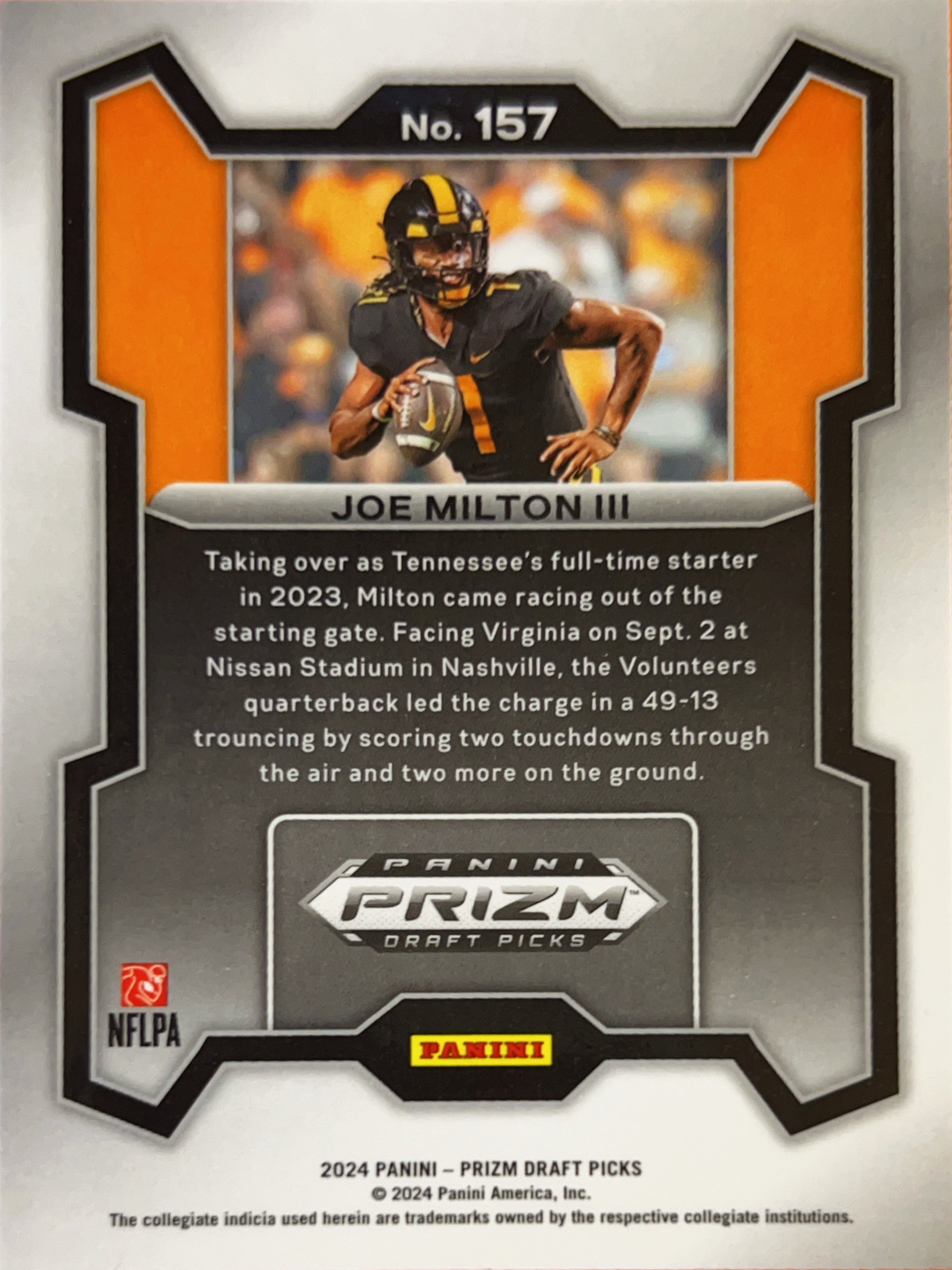 2024 Panini Prizm Draft Picks Joe Milton III #157 RC