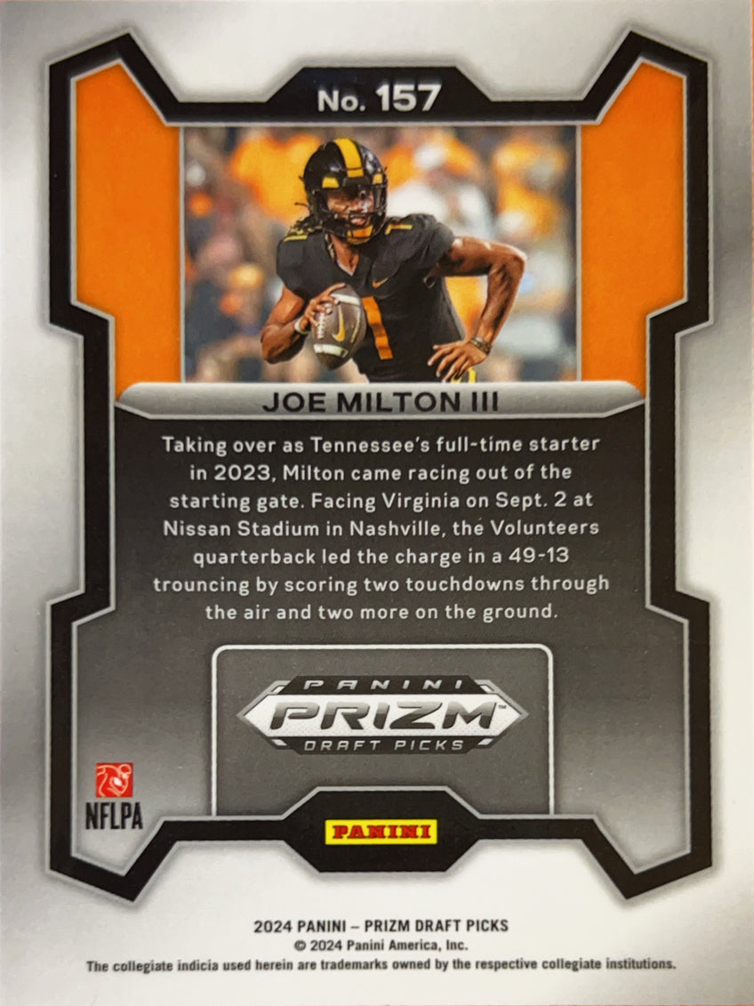 2024 Panini Prizm Draft Picks Joe Milton III #157 RC