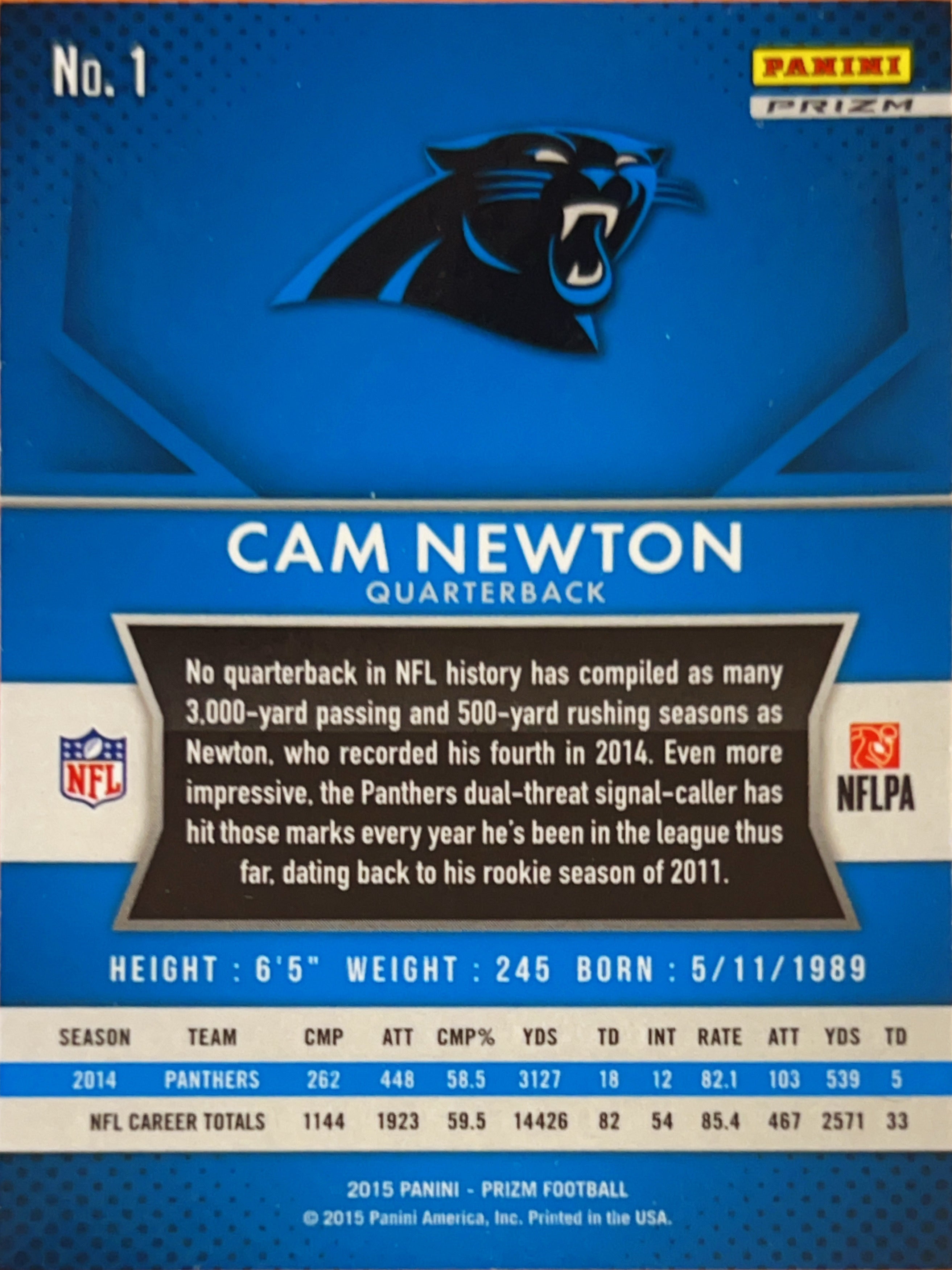 2015 Panini Prizm Cam Newton #1 Green