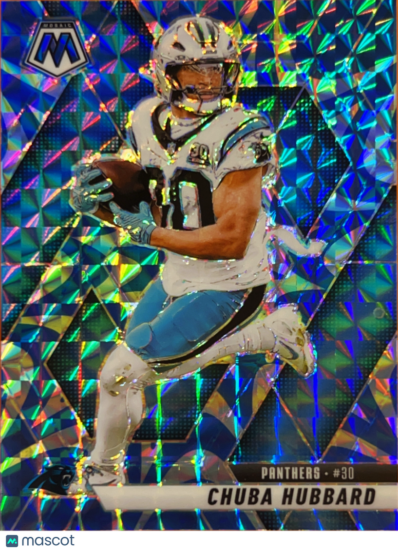 2025 Panini Mosaic Chuba Hubbard #193 Reactive Blue Prizm