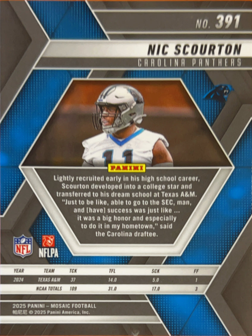 2025 Panini Mosaic Nic Scourton #391 RC