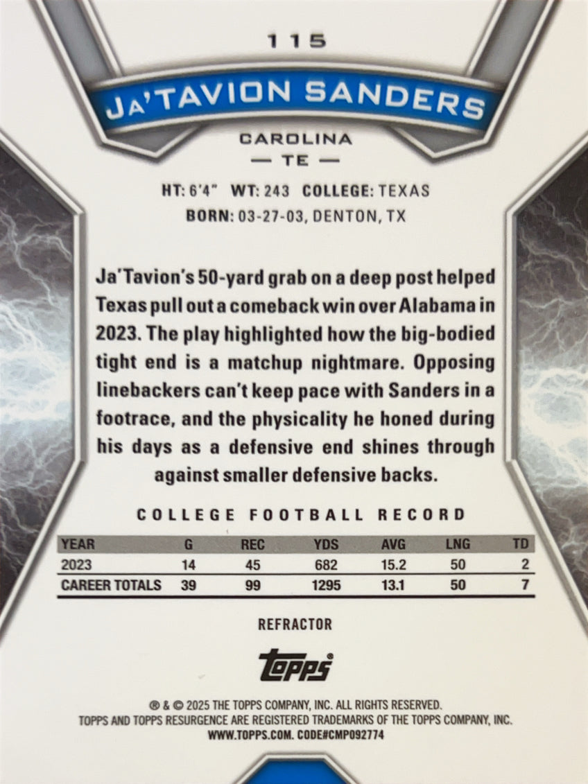 2025 Topps Resurgence Ja'Tavion Sanders #115 Refractor