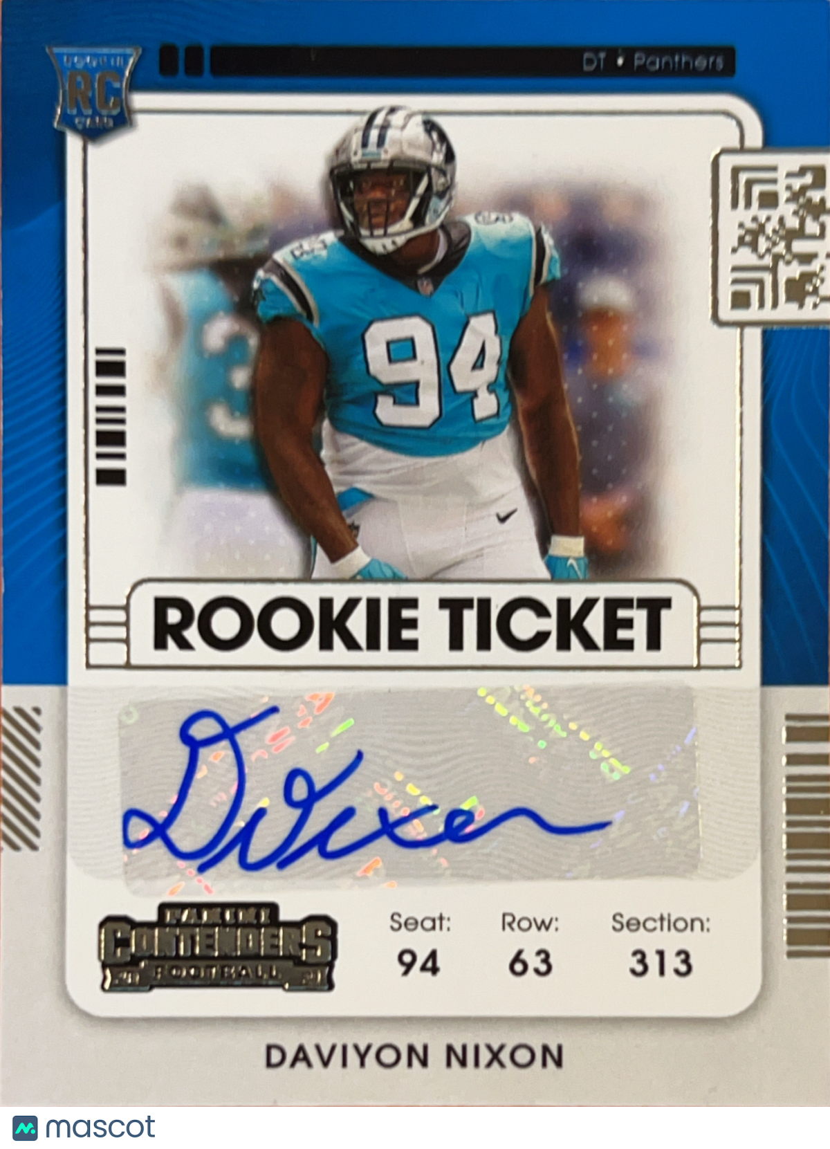 2021 Panini Contenders Football Daviyon Nixon #217 Rookie Ticket Blue RC