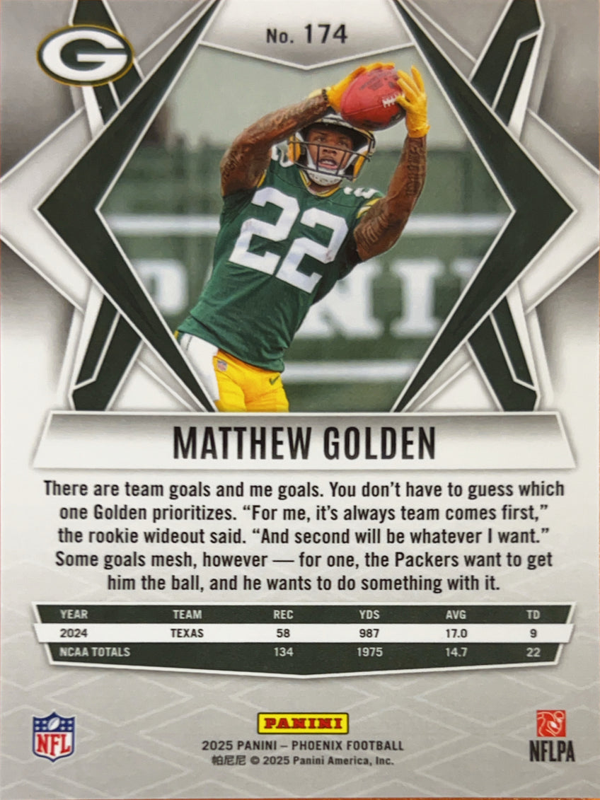 2025 Panini Phoenix Matthew Golden #174 RC