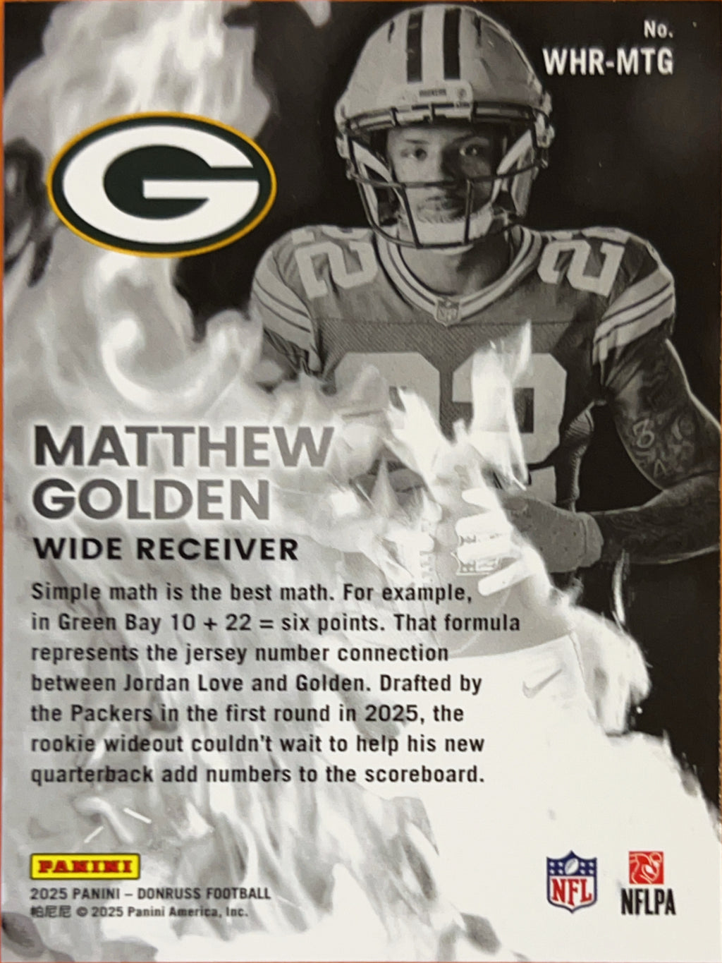 2025 Panini Donruss White Hot Rookies Matthew Golden #WHR-MTG RC