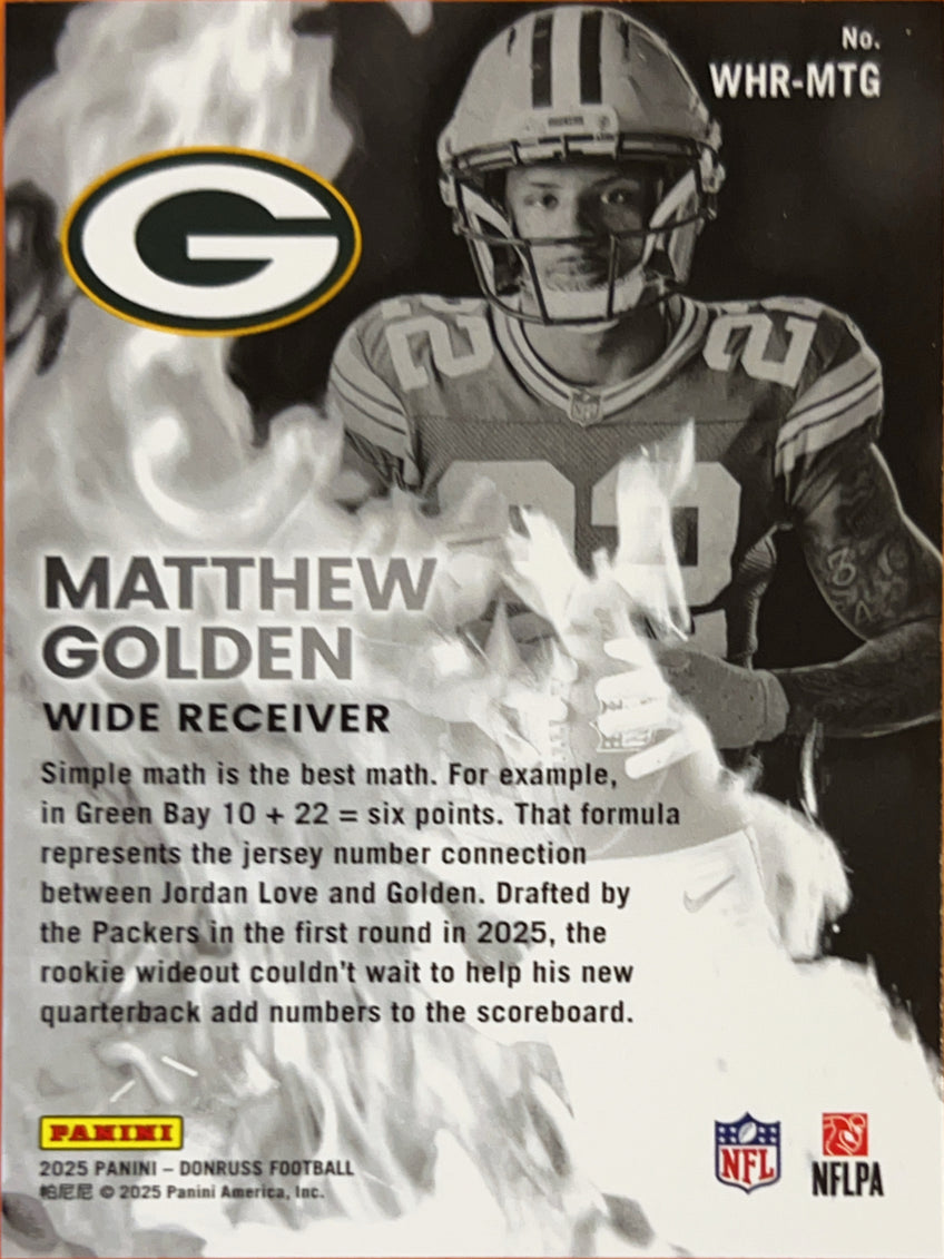 2025 Panini Donruss White Hot Rookies Matthew Golden #WHR-MTG RC