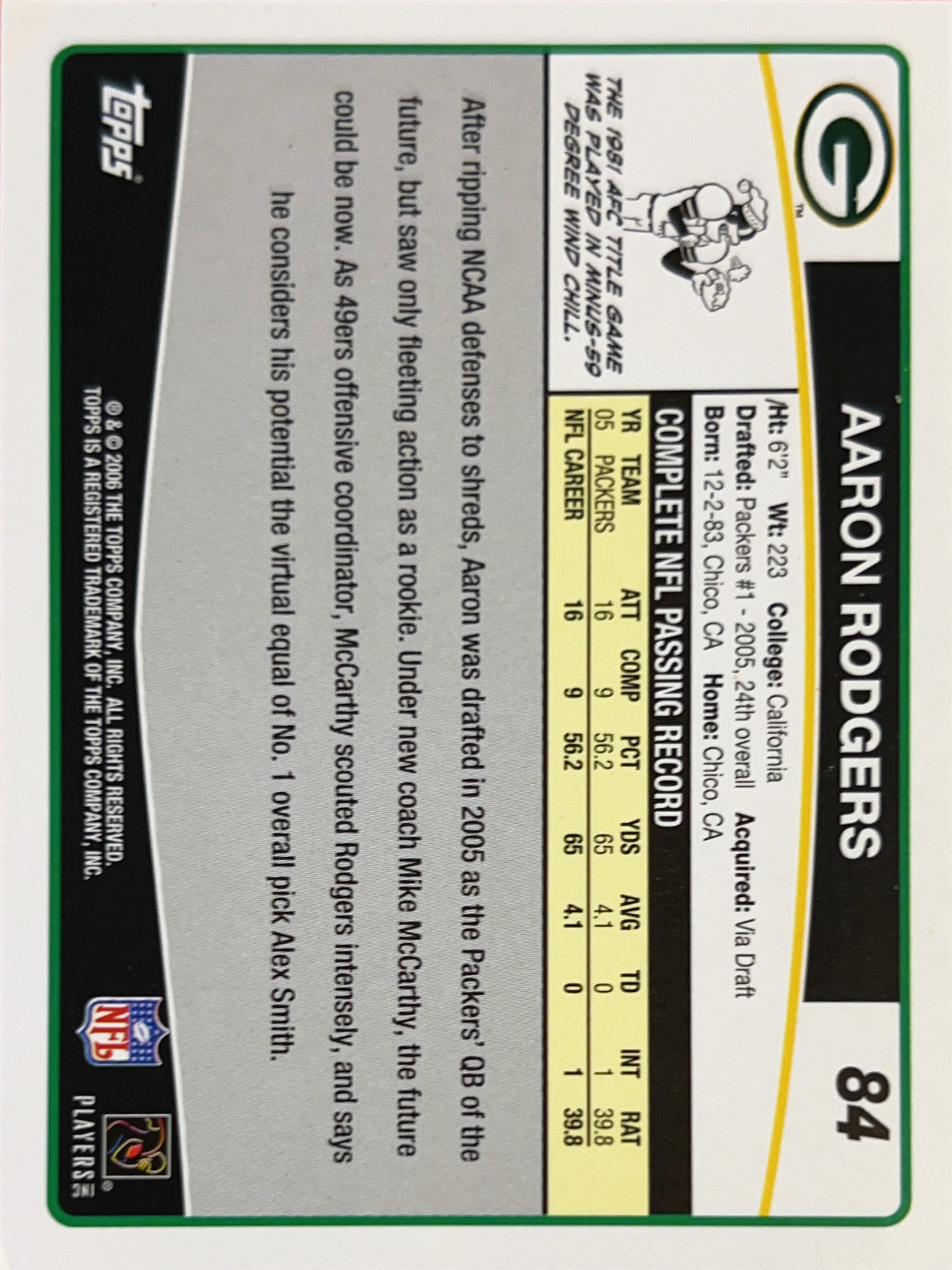 2006 Topps Aaron Rodgers #84