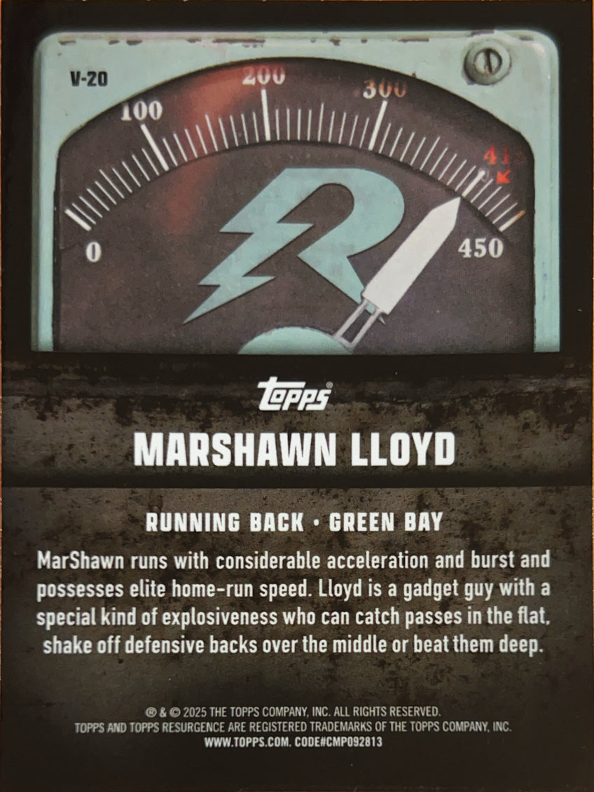 2025 Topps Resurgence Voltaic MarShawn Lloyd #V-20 Blue Sparkle /275 RC