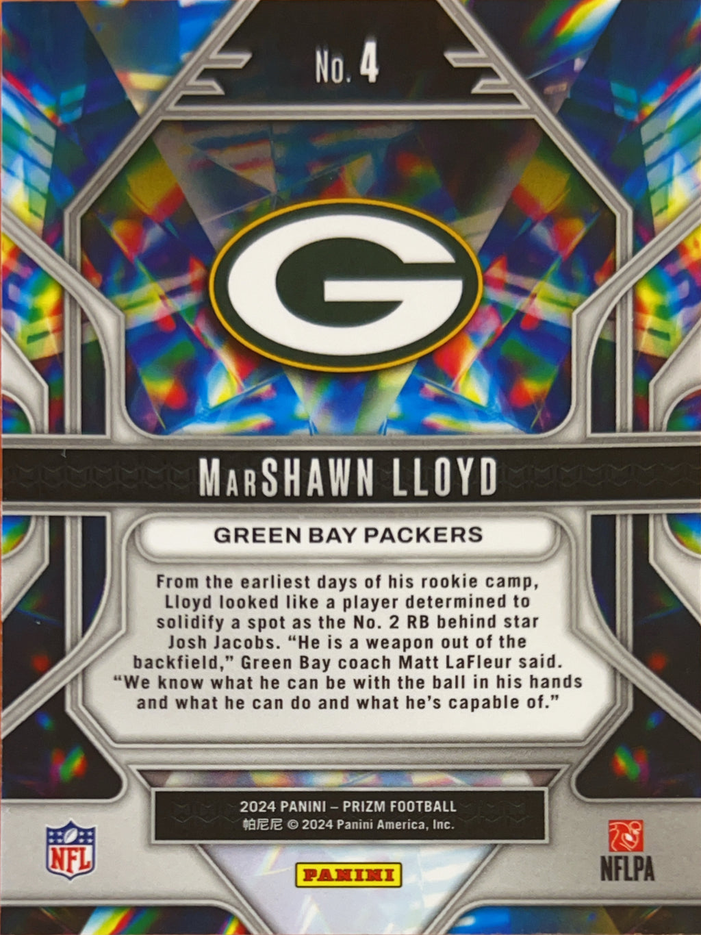 2024 Panini Prizm Prizmatic MarShawn Lloyd #4 RC