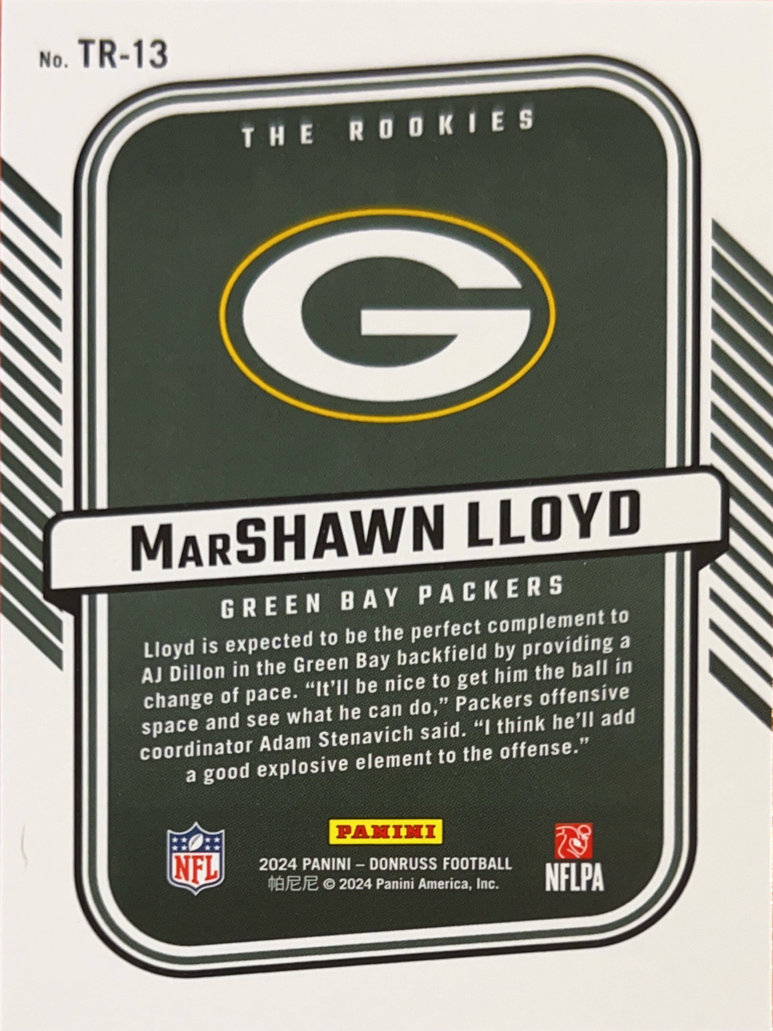 2024 Donruss The Rookies MarShawn Lloyd #TR-13 Mosaic