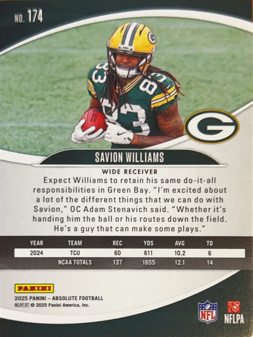 2025 Panini Absolute Football Savion Williams #174 RC