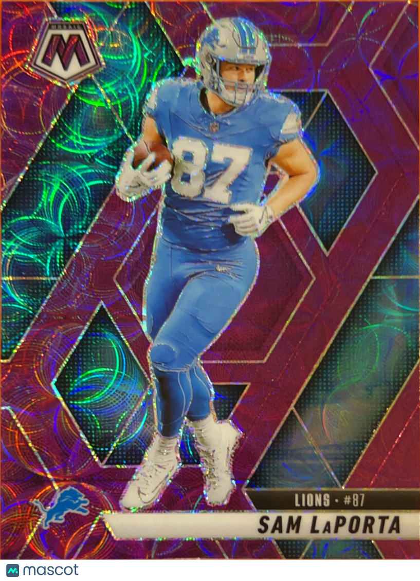 2025 Panini Mosaic Football Sam LaPorta #63 Purple Scope