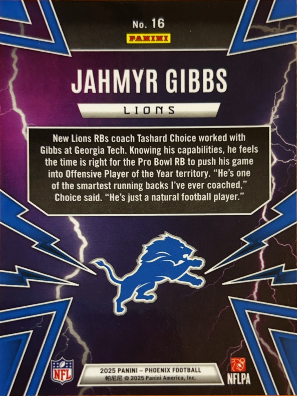 2025 Panini Phoenix Thunderbirds Jahmyr Gibbs #16