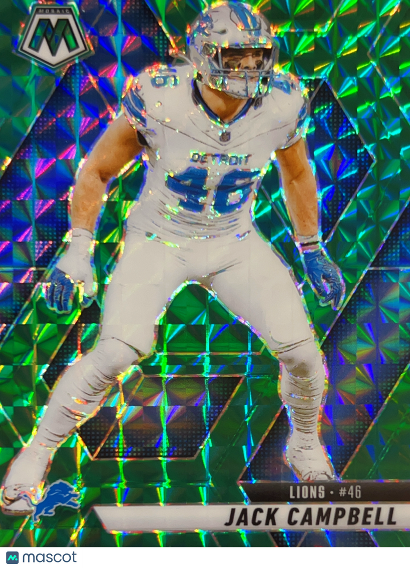 2025 Panini Mosaic Football Jack Campbell #147 Green Prizm