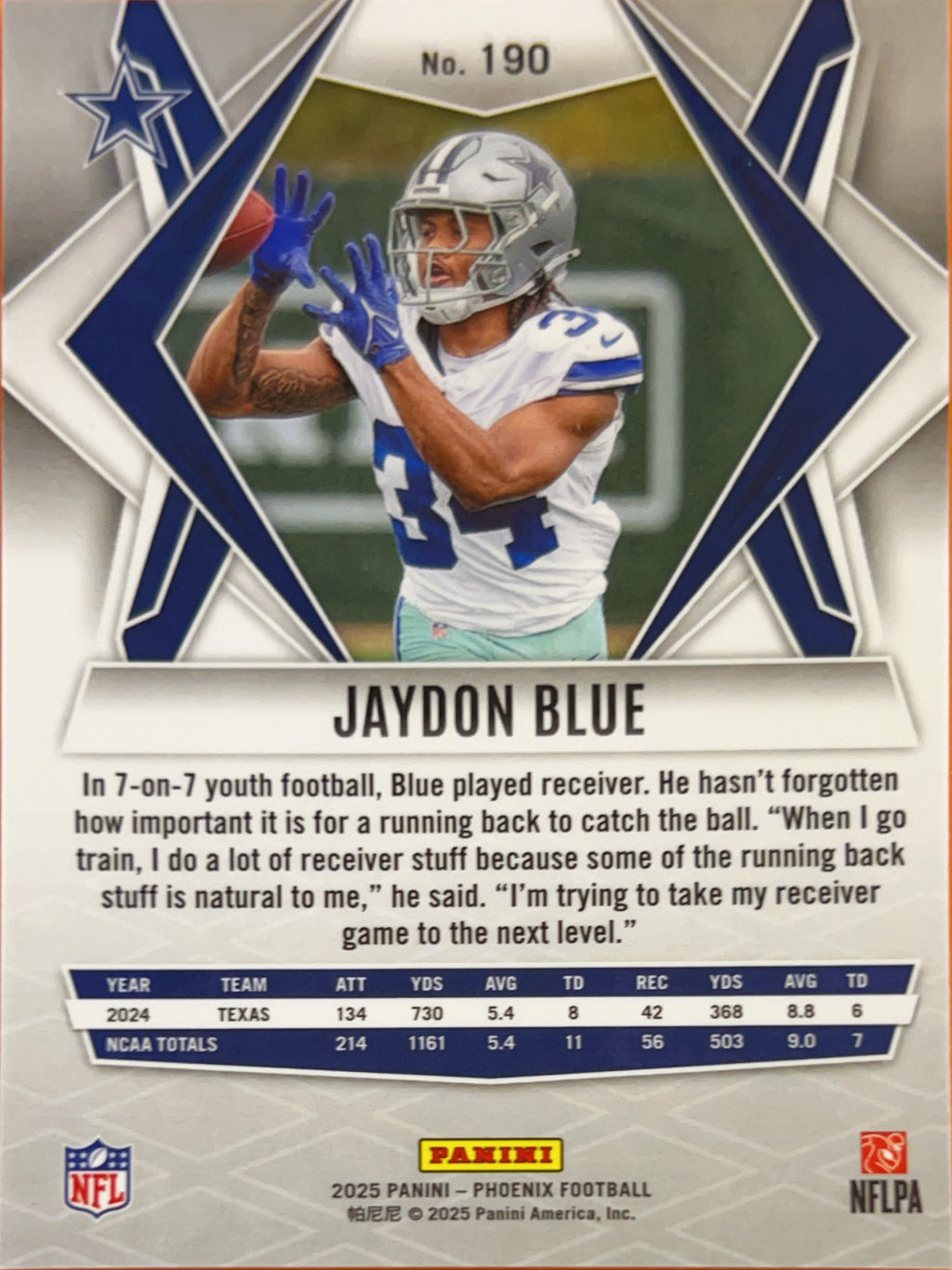 2025 Panini Phoenix Football Jaydon Blue #190 RC