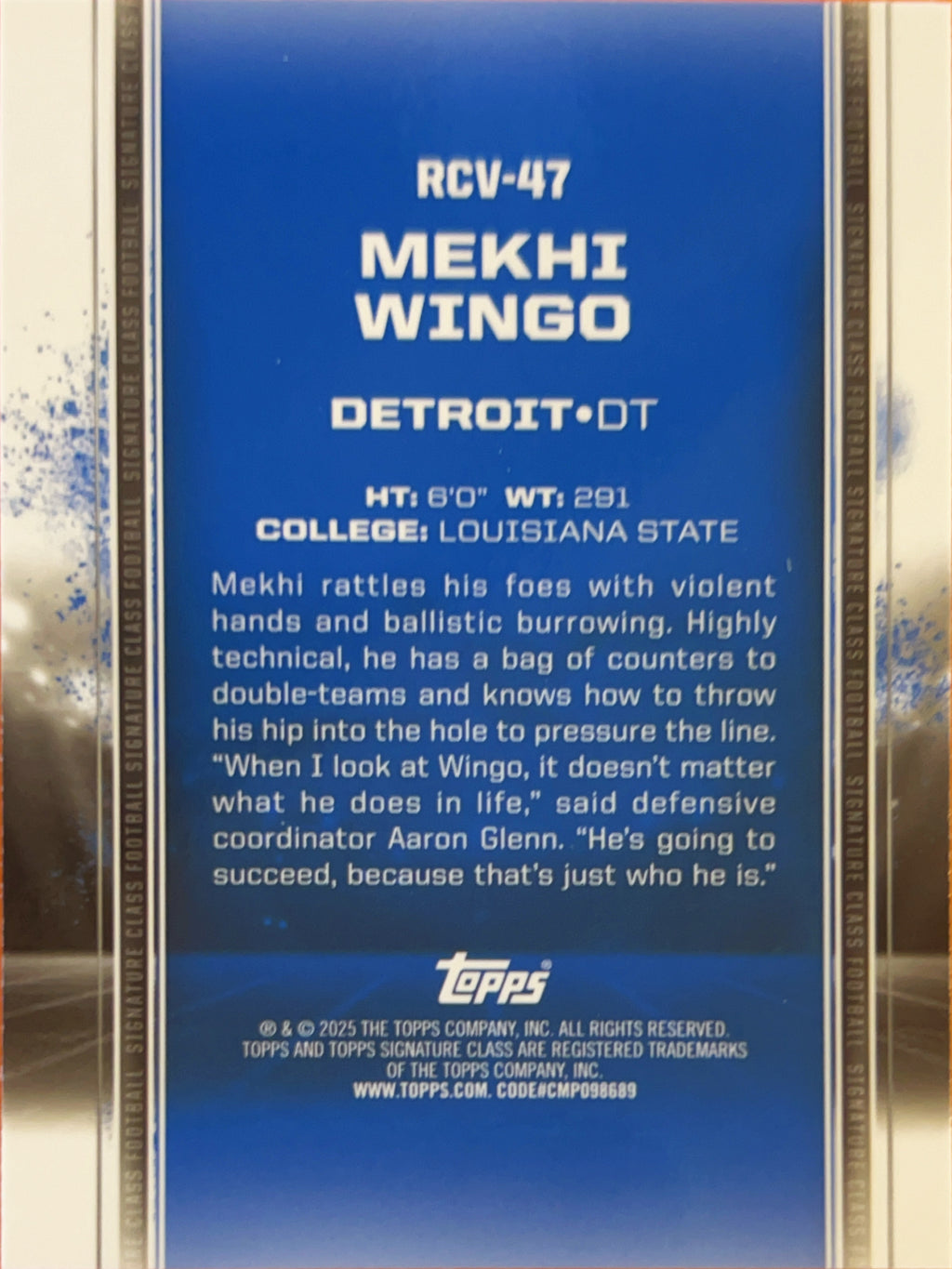 2025 Topps Signature Class Mekhi Wingo #RCV-47 Scope RC