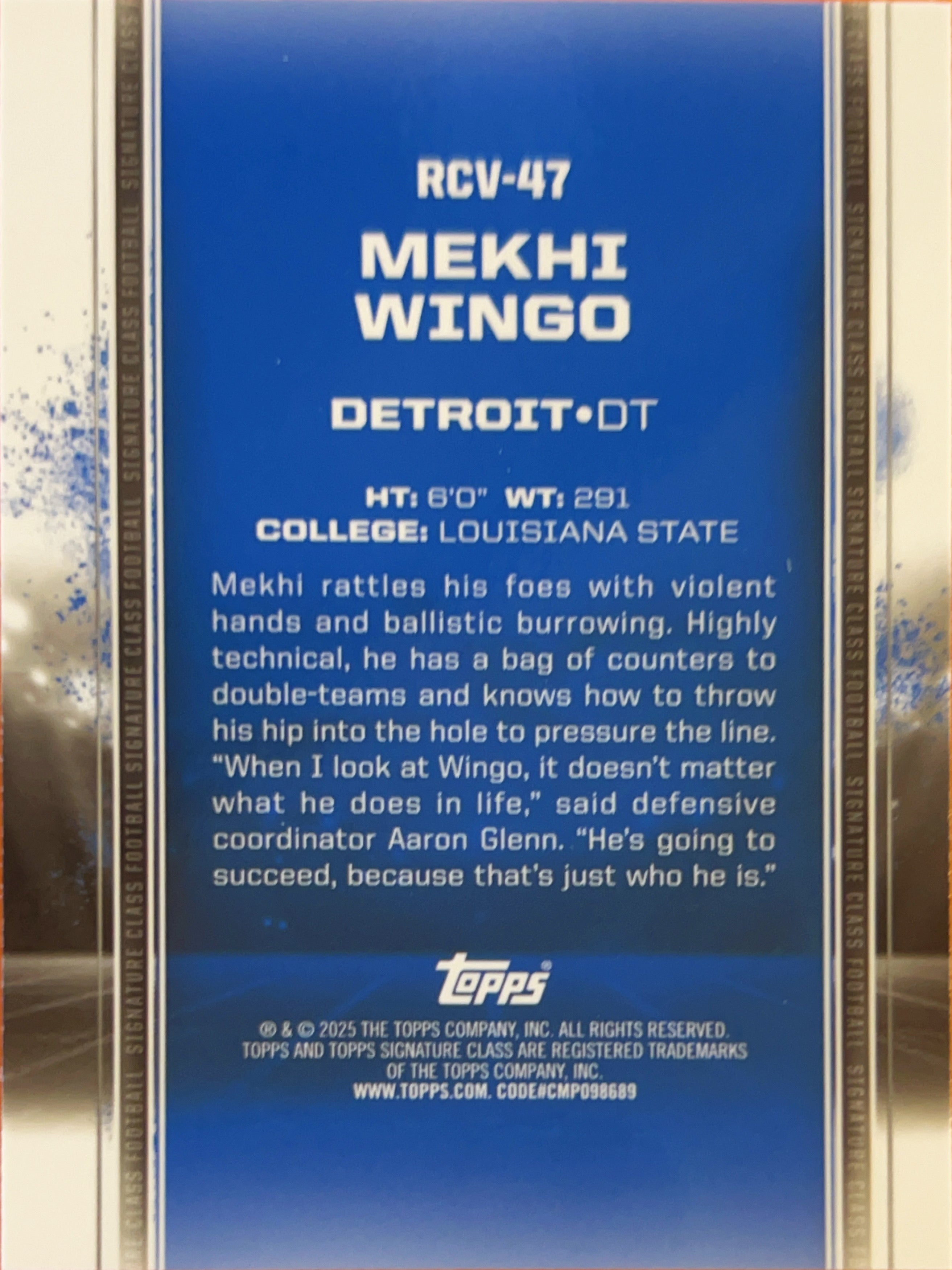2025 Topps Signature Class Mekhi Wingo #RCV-47 Scope RC