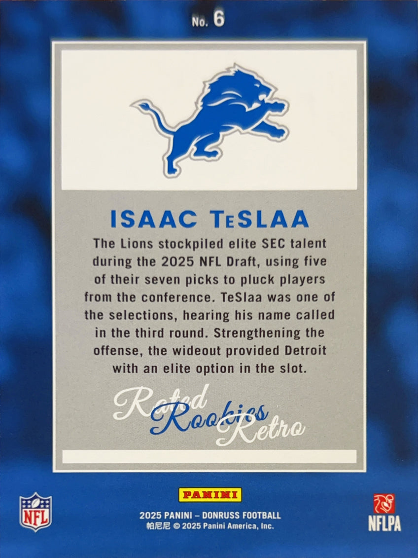 2025 Panini Donruss Rated Rookies Retro Isaac TeSlaa #6 Blue Holo