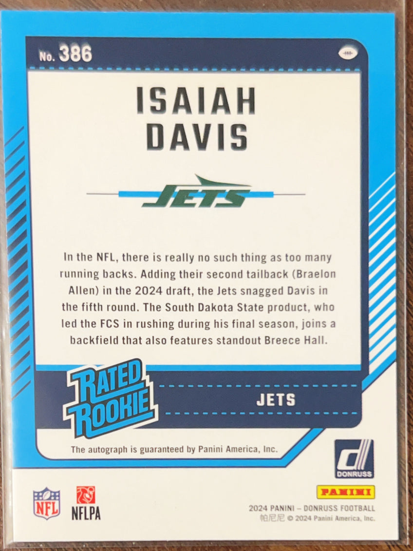 2024 Panini Donruss Football Isaiah Davis #386 Green Color Match