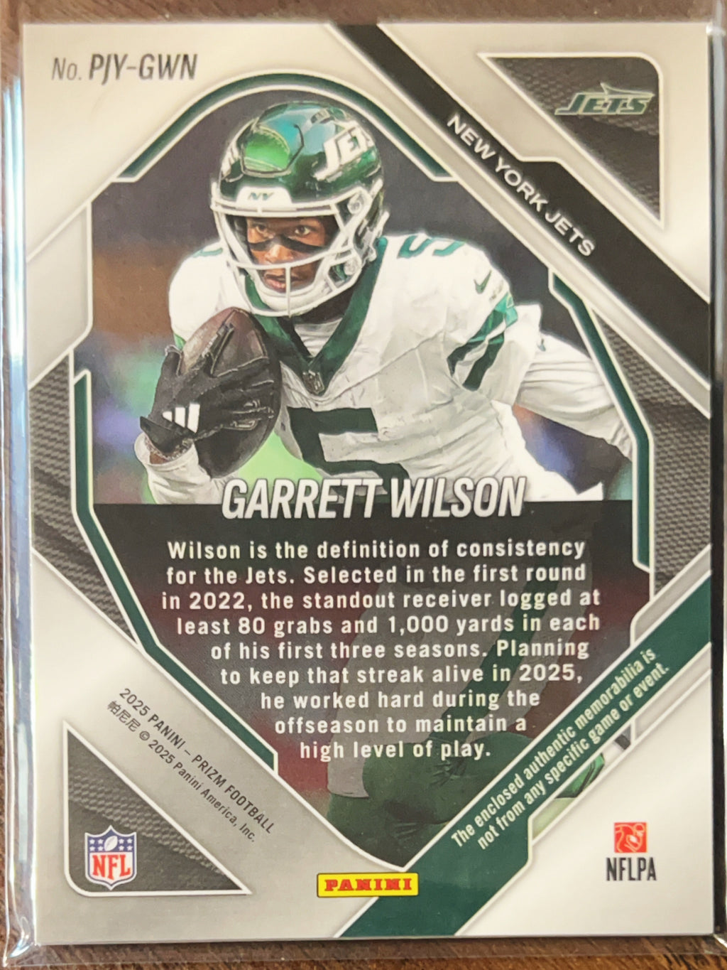 2025 Panini Prizm Football Garrett Wilson #PJY-GWN Silver Memorabilia