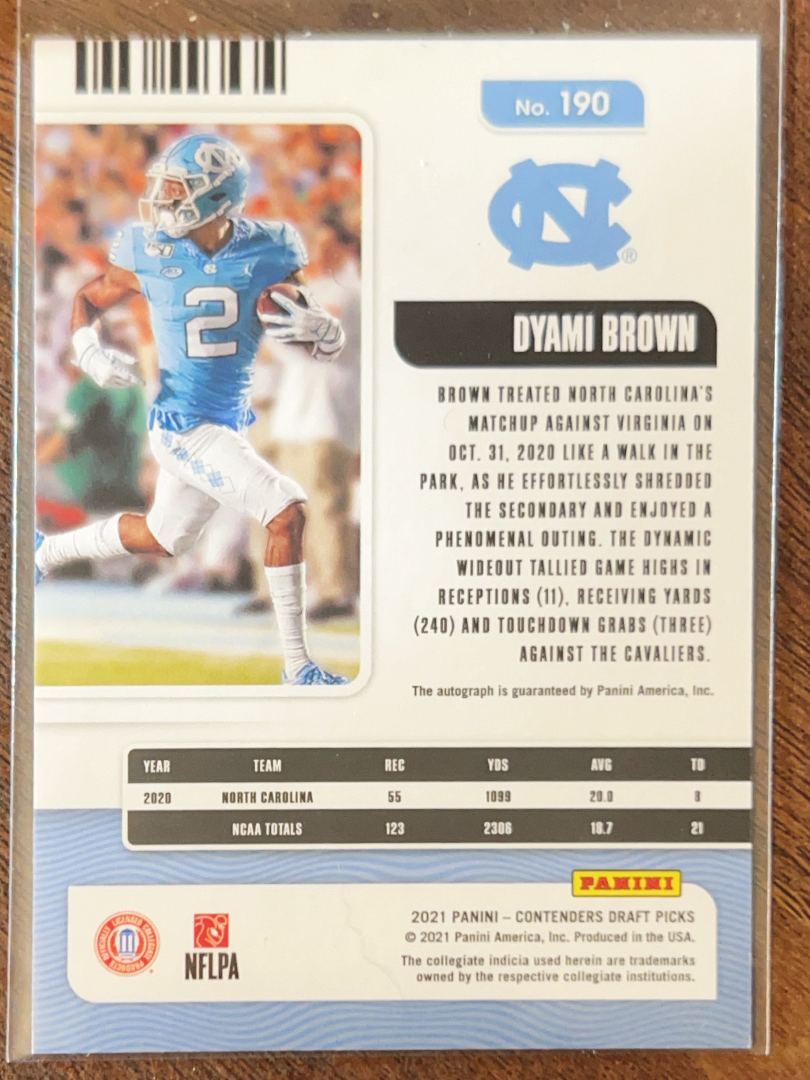 2021 Panini Contenders Draft Picks College Ticket Dyami Brown #190 RC