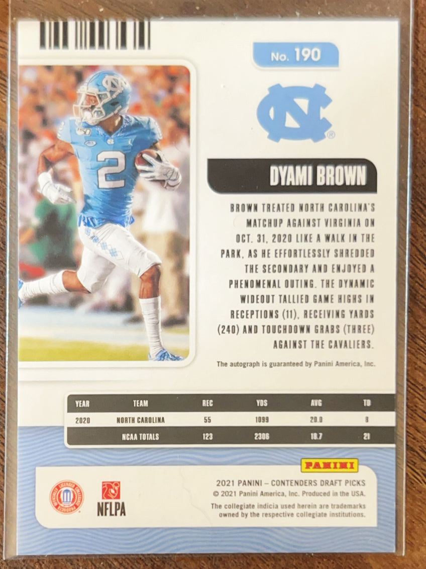 2021 Panini Contenders Draft Picks College Ticket Dyami Brown #190 RC