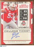 2020 Panini Contenders Draft Picks Davon Hamilton #306 RC Auto