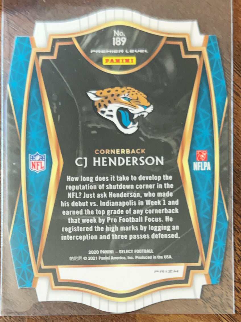 2021 Panini Select Premier Level CJ Henderson #189 Orange Prizm Die-Cut RC